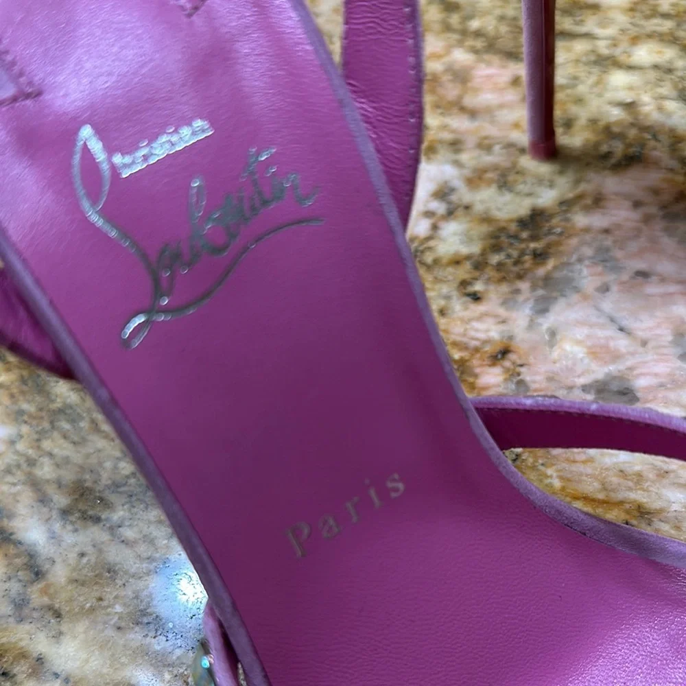 Christian Louboutin Pink Embellished Heels - Picture 10 of 11